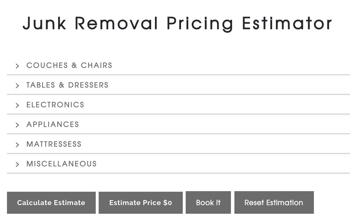 junk removal pricing estimator