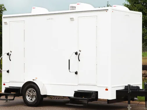Exterior of deluxe portable restroom