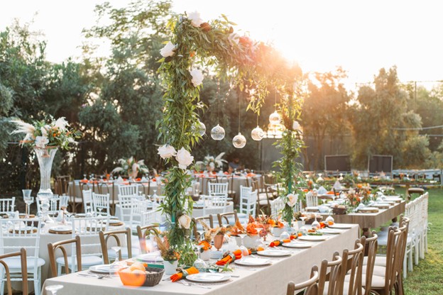 A table set for a wedding